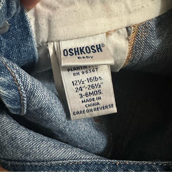 OshKosh B'gosh Infant Blue Denim Kids Overalls, Unisex, Vintage Look, Size 3-6m - Picture 10 of 12